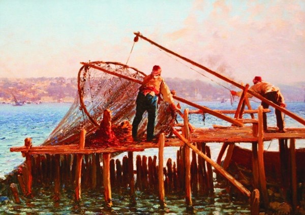 Gold Puzzle (60829) - Fausto Zonaro: "Fishermen Bringing in the Catch" - 1000 pieces puzzle
