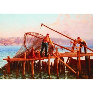 Gold Puzzle (60829) - Fausto Zonaro: "Fishermen Bringing in the Catch" - 1000 pieces puzzle