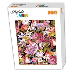 Grafika Kids (01174) - "Vintage Flowers and Birds" - 100 pieces puzzle