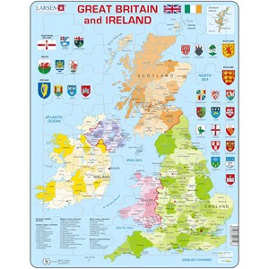 Larsen (K18-GB) - "Great Britain & Ireland Political Map - GB" - 48 pieces puzzle