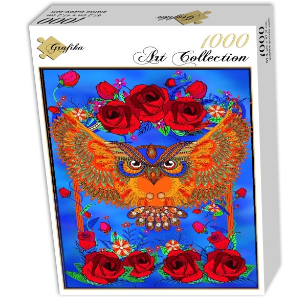 Grafika (01505) - "Owl & Roses" - 1000 pieces puzzle