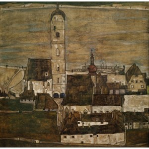 Grafika (00213) - Egon Schiele: "Stein an der Donau II, 1913" - 1500 pieces puzzle