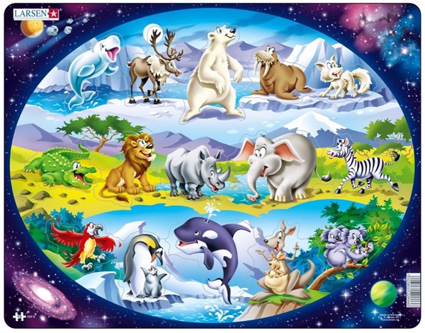 Larsen (NM6) - "Animals Around the World" - 15 pieces puzzle