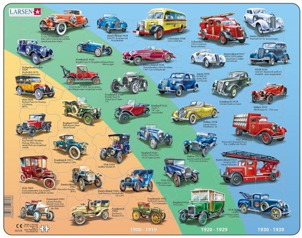 Larsen (HL8-DE) - "Old Cars - DE" - 42 pieces puzzle
