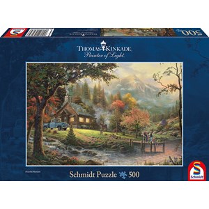 Schmidt Spiele (58465) - Thomas Kinkade: "Idyll at riverside" - 500 pieces puzzle