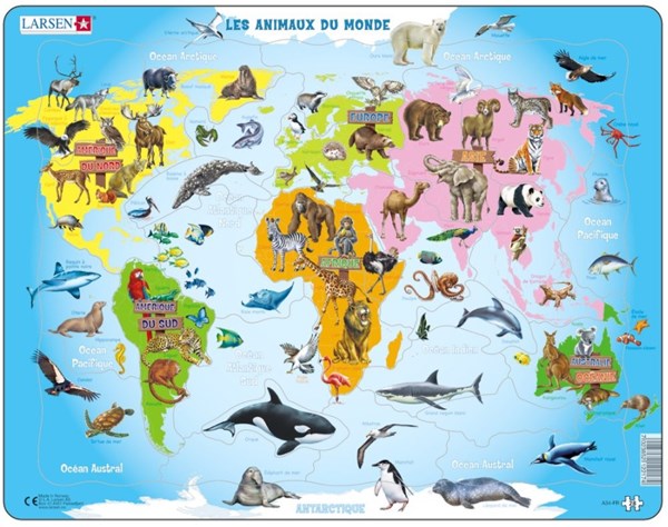 Larsen (A34-FR) - "Animaux du Monde - FR" - 28 pieces puzzle