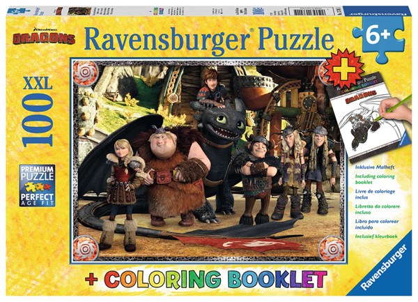 Ravensburger (13701) - "Dragons + Coloring Booklet" - 100 pieces puzzle