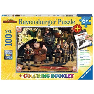Ravensburger (13701) - "Dragons + Coloring Booklet" - 100 pieces puzzle