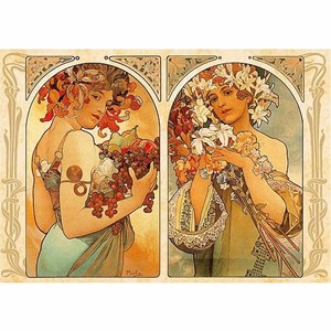 D-Toys (66930-MU06) - Alphonse Mucha: "Fruit and Flower Dyptich" - 1000 pieces puzzle