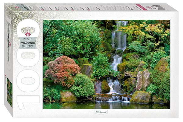 Step Puzzle (79115) - "Waterfall in Portland Japanese Garden" - 1000 pieces puzzle