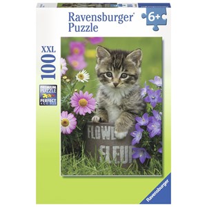 Ravensburger (10847) - "Kitten amongst the Flowers" - 100 pieces puzzle