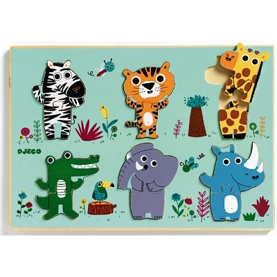 Djeco (01258) - "Hello Jungle Animals!" - 12 pieces puzzle