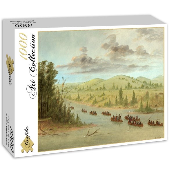 Grafika (02236) - George Catlin: "La Salle's Party Entering the Mississippi in Canoes. February 6, 1682, 1847-1848" - 1000 pieces puzzle