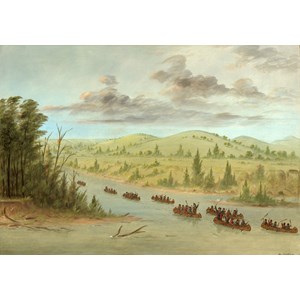 Grafika (02236) - George Catlin: "La Salle's Party Entering the Mississippi in Canoes. February 6, 1682, 1847-1848" - 1000 pieces puzzle