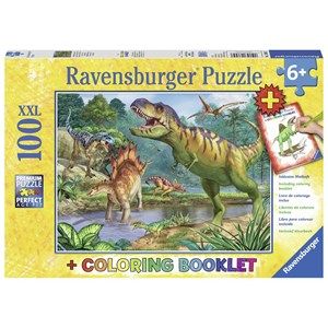Ravensburger (13695) - "World of Dinosaurs + Colouring Booklet" - 100 pieces puzzle