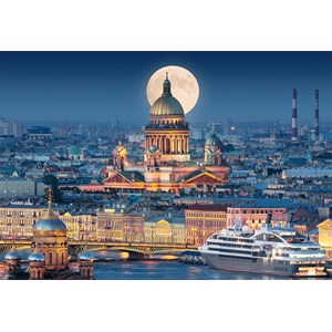 Castorland (C-103447) - "Fullmoon over St. Isaac's Cathedral, Saint Petersburg" - 1000 pieces puzzle