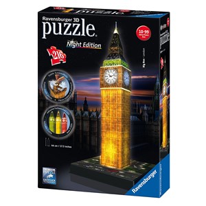 Ravensburger (12588) - "Big Ben, Night Edition" - 216 pieces puzzle