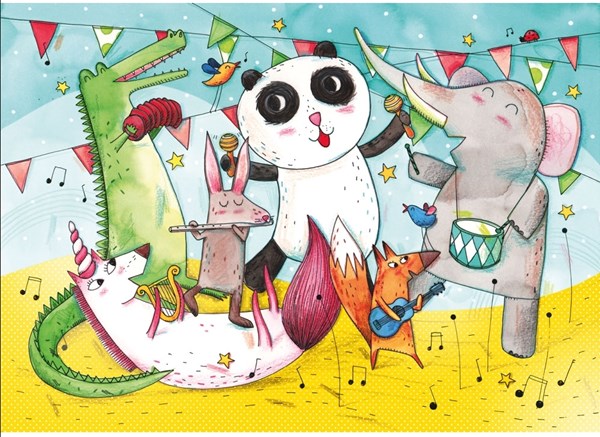 Puzzle Michele Wilson (W422-12) - "Animal Concert" - 12 pieces puzzle