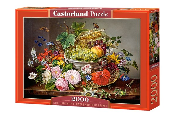 Castorland (C-200658) - "Still Life with Flowers and Fruit Basket" - 2000 pieces puzzle