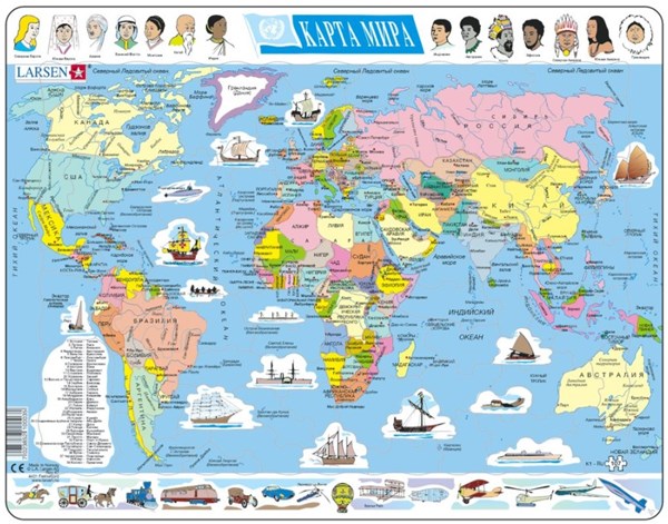 Larsen (K1-RU) - "The World - RU" - 107 pieces puzzle