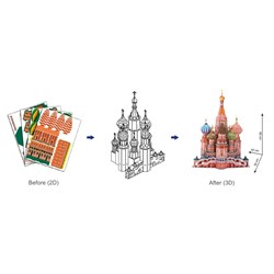 Cubic Fun (MC093H) - Fredric Church: "Saint Basil the Blessed Cathedral of Moscow" - 214 pieces puzzle