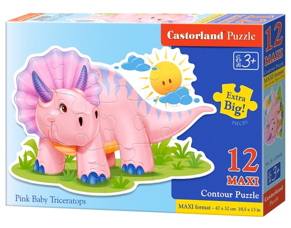 Castorland (B-120048) - "Pink Baby Triceratop" - 12 pieces puzzle