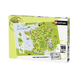 Nathan (86732) - "Map of France" - 100 pieces puzzle