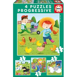 Educa (17145) - "Farm Animals" - 6 9 12 16 pieces puzzle