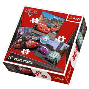 Trefl (34105) - "Cars 2, Travel Around Europe" - 20 36 50 pieces puzzle