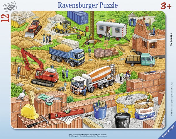Ravensburger (06058) - "Work at the Construction Site" - 12 pieces puzzle