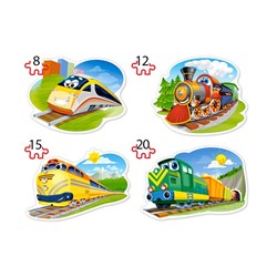 Castorland (B-043033) - "Funny Trains" - 8 12 15 20 pieces puzzle