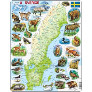 Larsen (K6) - "Sweden Physical with animals" - 71 pieces puzzle