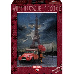 Art Puzzle (4407) - "Eiffel, Rain and Love" - 1000 pieces puzzle