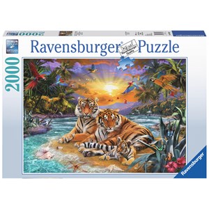 Ravensburger (16624) - "Tiger Family at Sunset" - 2000 pieces puzzle
