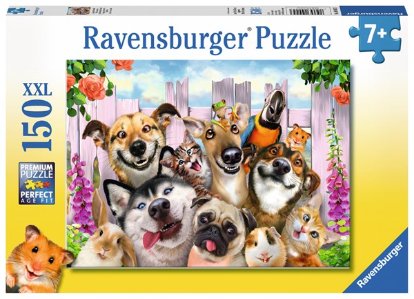 Pluche pop doe alstublieft niet gelijktijdig Ravensburger (10045) - "Funny Animal Selfie" - 150 pieces puzzle