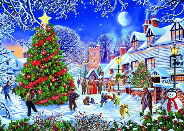 Gibsons (G3526) - Steve Crisp: "The Village Christmas Tree" - 500 pieces puzzle