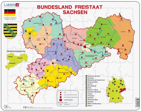 Larsen (K34) - "Bundesland: Freistaat Sachsen" - 70 pieces puzzle
