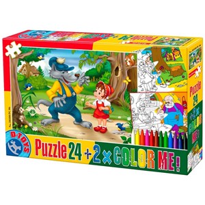 D-Toys (50380-PC-06) - "The Little Red Cap + 2 drawings to color" - 24 pieces puzzle