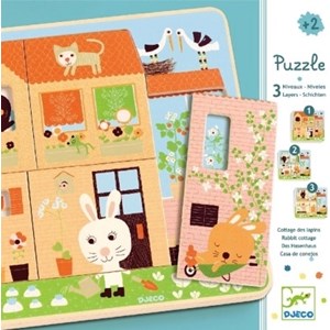 Djeco (01480) - "Rabbit Cottage" - 3 4 pieces puzzle
