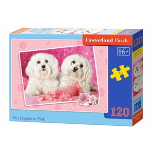 Castorland (B-13128) - "Two Doggies in Pink" - 120 pieces puzzle
