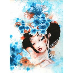 Grafika Kids (00737) - Misstigri: "Blue Flowers" - 300 pieces puzzle