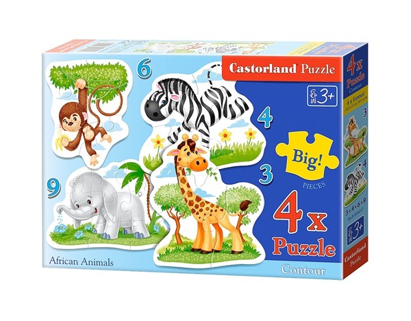 Castorland (B-005017) - "African Animals" - 3 4 6 9 pieces puzzle