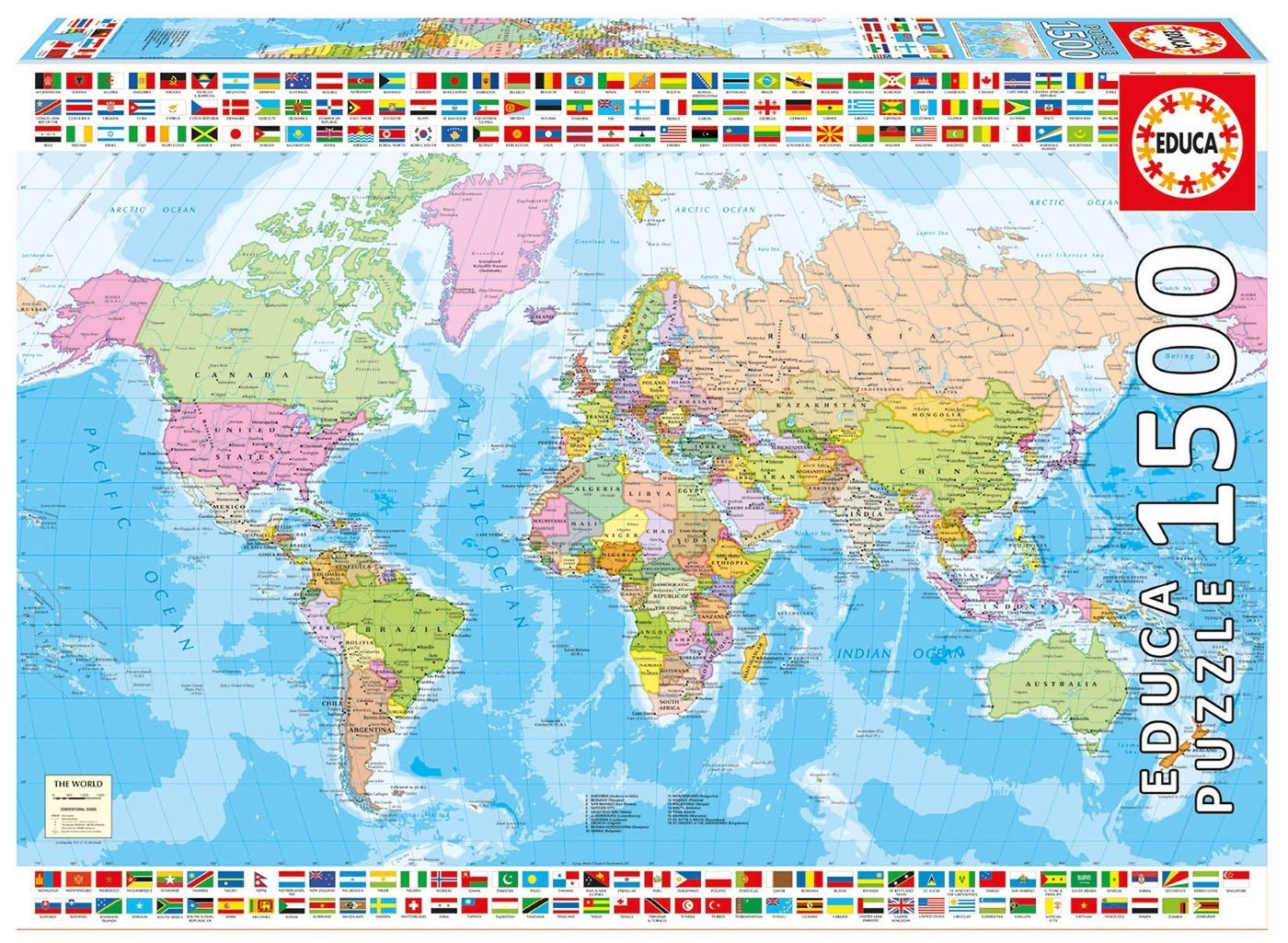 Educa (18500) - "Political World Map" - 1500 pieces puzzle