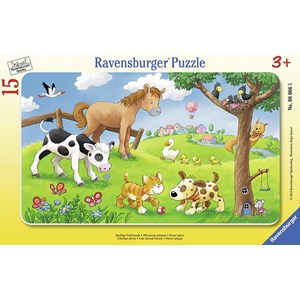 Ravensburger (06066) - "Ravensburger Rammepuslespil 15 brikker dyr" - 15 pieces puzzle