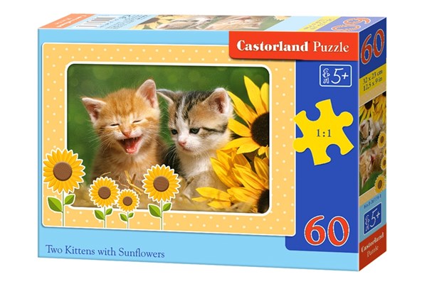 Castorland (B-06779) - "Two Kittens with Sunflowers" - 60 pieces puzzle