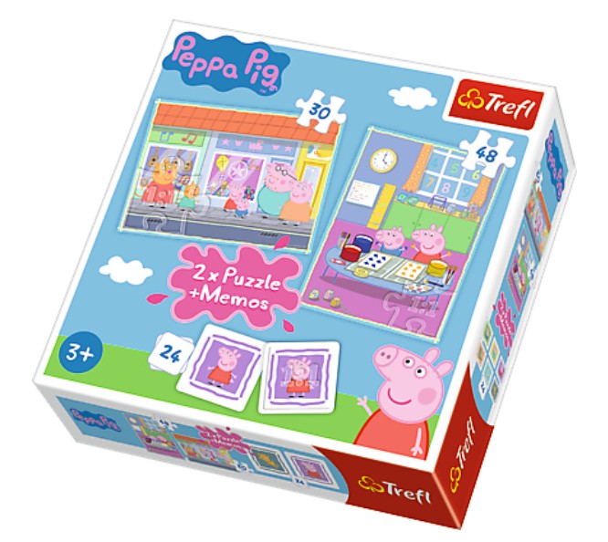 Trefl 2 en 1 30 48 & Memo Peppa Pig Papa Maison Jeu Amusant Boutiques Jigsaw Puzzle 