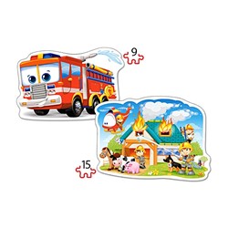 Castorland (B-020058) - "Fire Brigade in Action" - 9 15 pieces puzzle