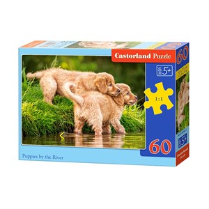 Castorland (B-06946) - "Puppies by the River" - 60 pieces puzzle