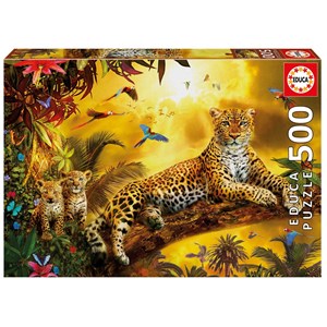 Educa (17736) - "Leopard and his cubs" - 500 pieces puzzle