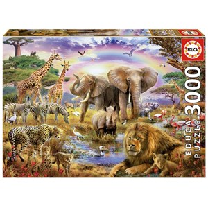 Educa (17698) - "Watering hole under the rainbow" - 3000 pieces puzzle